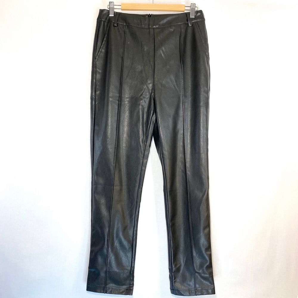 Shein Black Faux Leather Pants Large Back Zipper